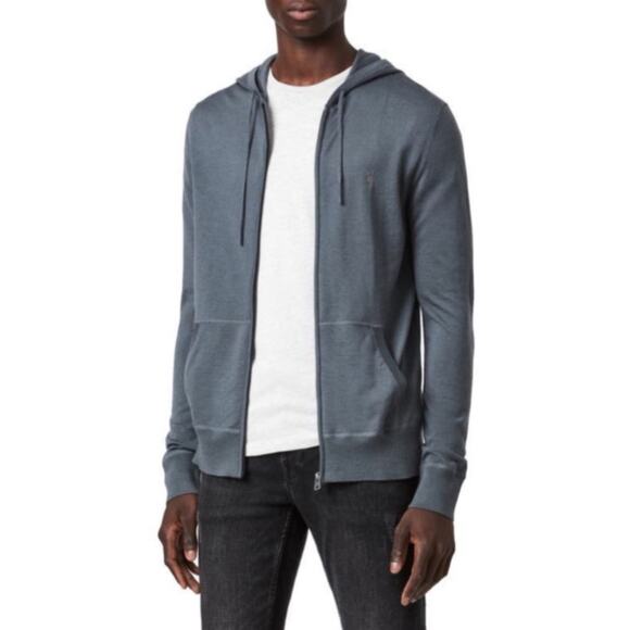 Nwot ALLSAINTS Hoodie Men S Merino Wool Grey Doctor Who Full-Zip Ramskull Logo